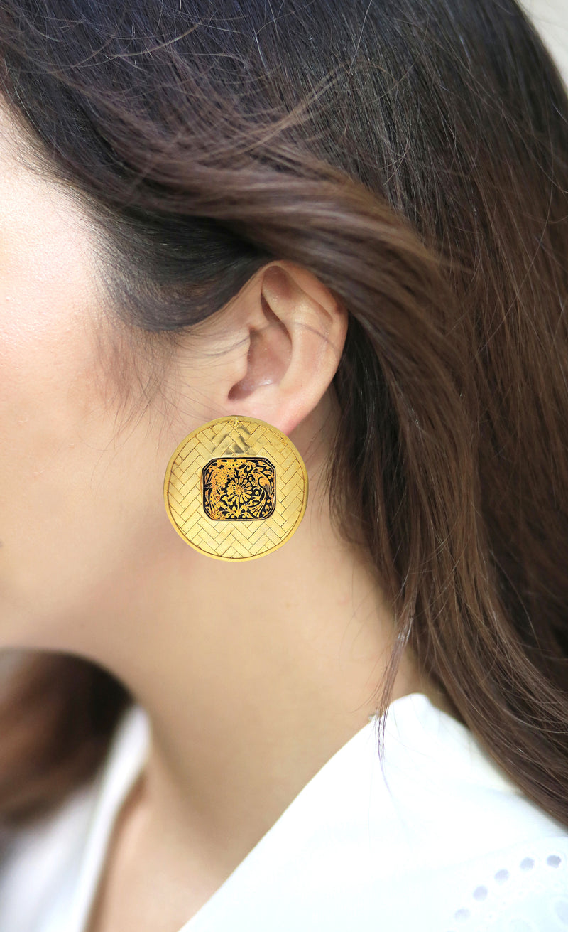 Gold Weave Earrings - Statement Earrings - Gold-Plated & Hypoallergenic - Made in India - Dubai Jewellery - Dori