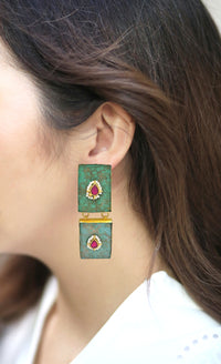 Twin Bhatti Earrings - Statement Earrings - Gold-Plated & Hypoallergenic - Made in India - Dubai Jewellery - Dori