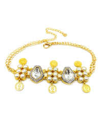 Coin & Crystal Necklace - Statement Necklaces - Gold-Plated & Hypoallergenic Jewellery - Made in India - Dubai Jewellery - Dori