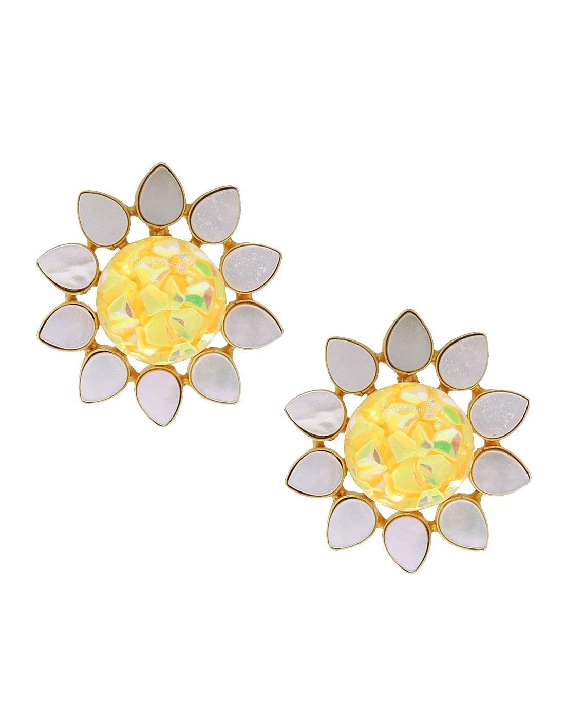 Circle Flower Earrings - Statement Earrings - Gold-Plated & Hypoallergenic - Made in India - Dubai Jewellery - Dori