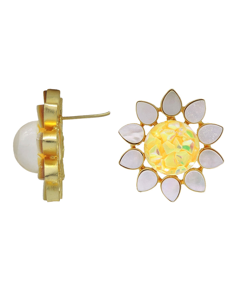 Circle Flower Earrings - Statement Earrings - Gold-Plated & Hypoallergenic - Made in India - Dubai Jewellery - Dori