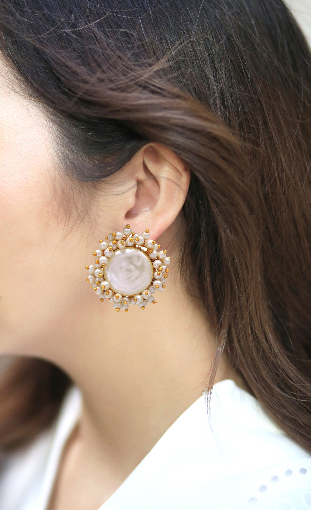 Baroque Pearl Bloom Earrings - Statement Earrings - Gold-Plated & Hypoallergenic Jewellery - Made in India - Dubai Jewellery - Dori
