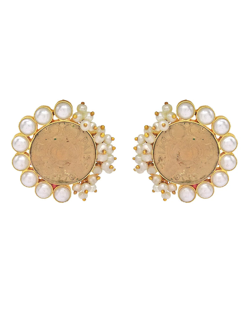 Coin Half Bloom Earrings- Handcrafted Jewellery from Dori