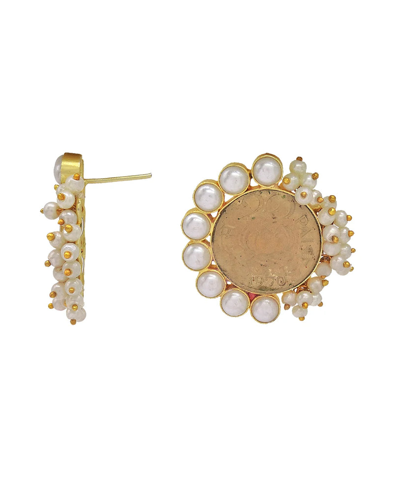 Coin Half Bloom Earrings- Handcrafted Jewellery from Dori