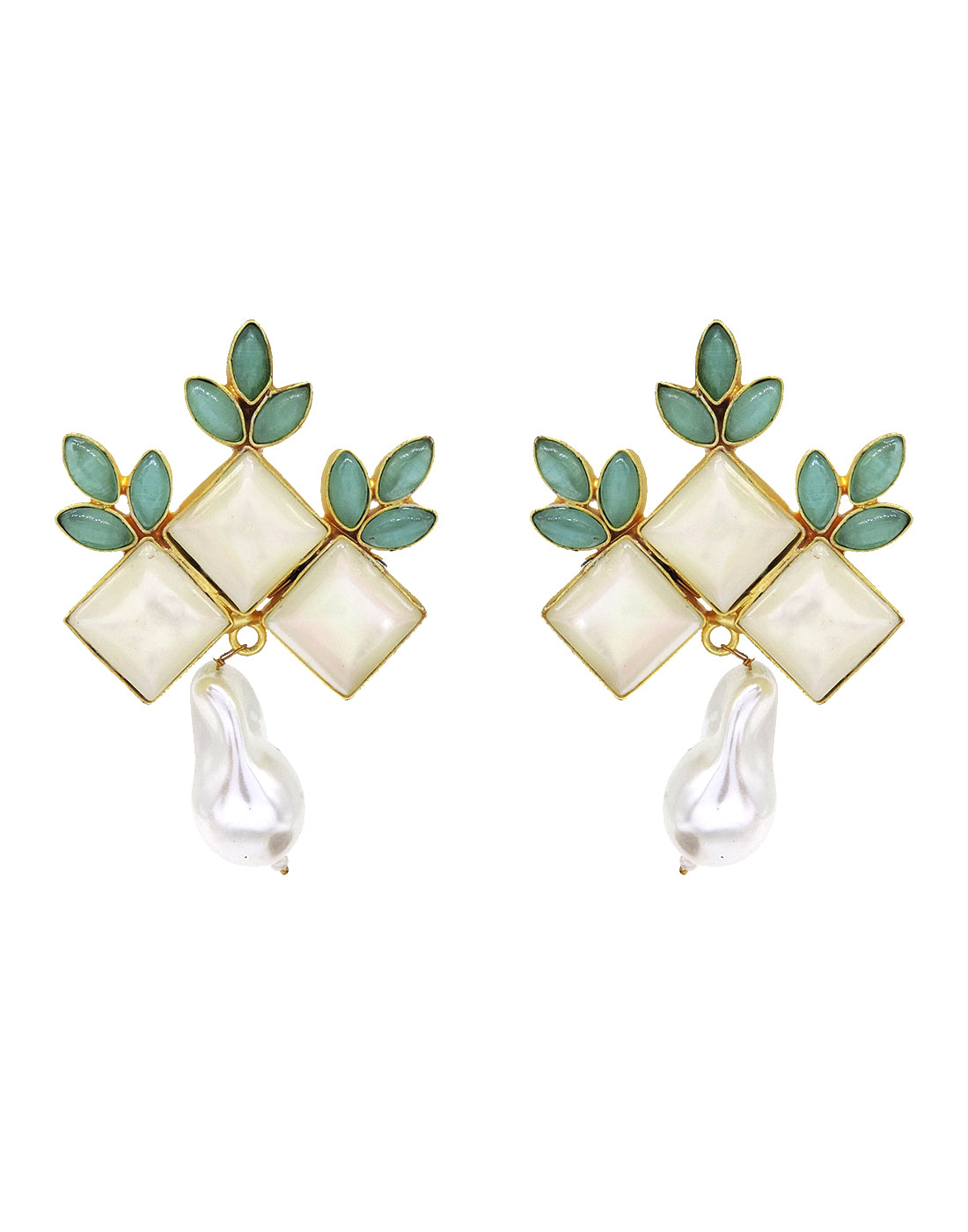 Flower Crown Earrings | Pink & Green- Handcrafted Jewellery from Dori