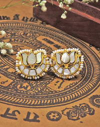 Pearl & Shell Lotus Cluster Earrings- Handcrafted Jewellery from Dori