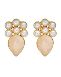 Rose Quartz & Pearl Cluster Earrings- Handcrafted Jewellery from Dori