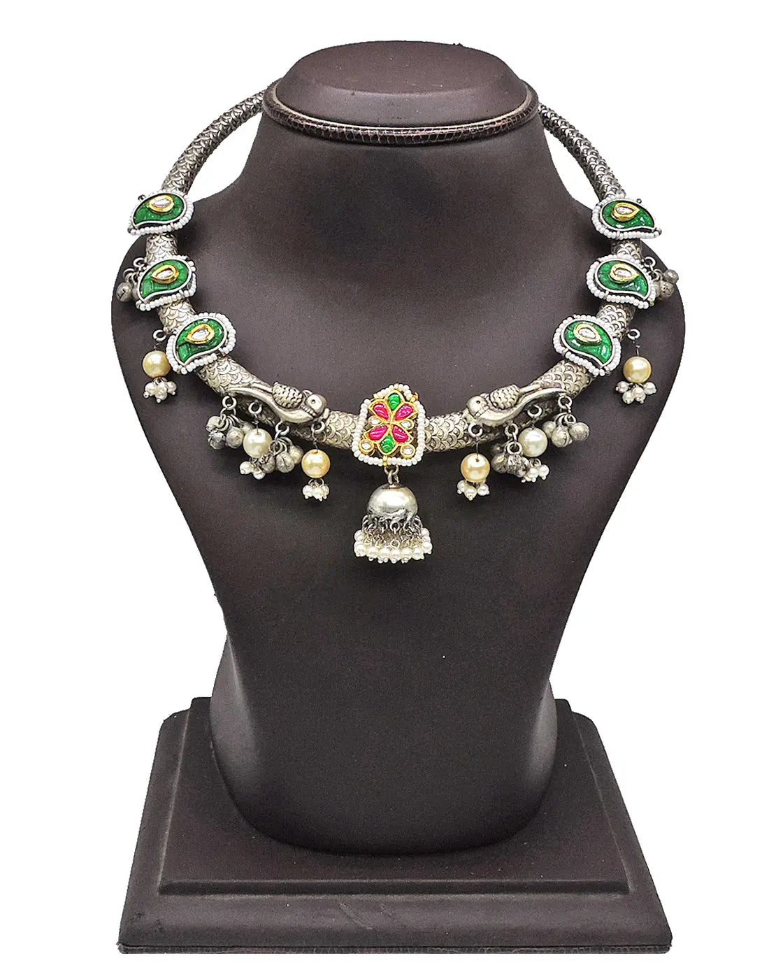 Antique Crystal Necklace | Red & Green - Statement Necklaces - Gold-Plated & Hypoallergenic Jewellery - Made in India - Dubai Jewellery - Dori