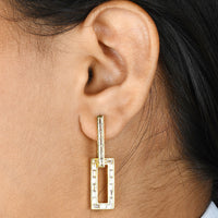 Studded Rectangle Danglers - Statement Earrings - Gold-Plated & Hypoallergenic Jewellery - Made in India - Dubai Jewellery - Dori