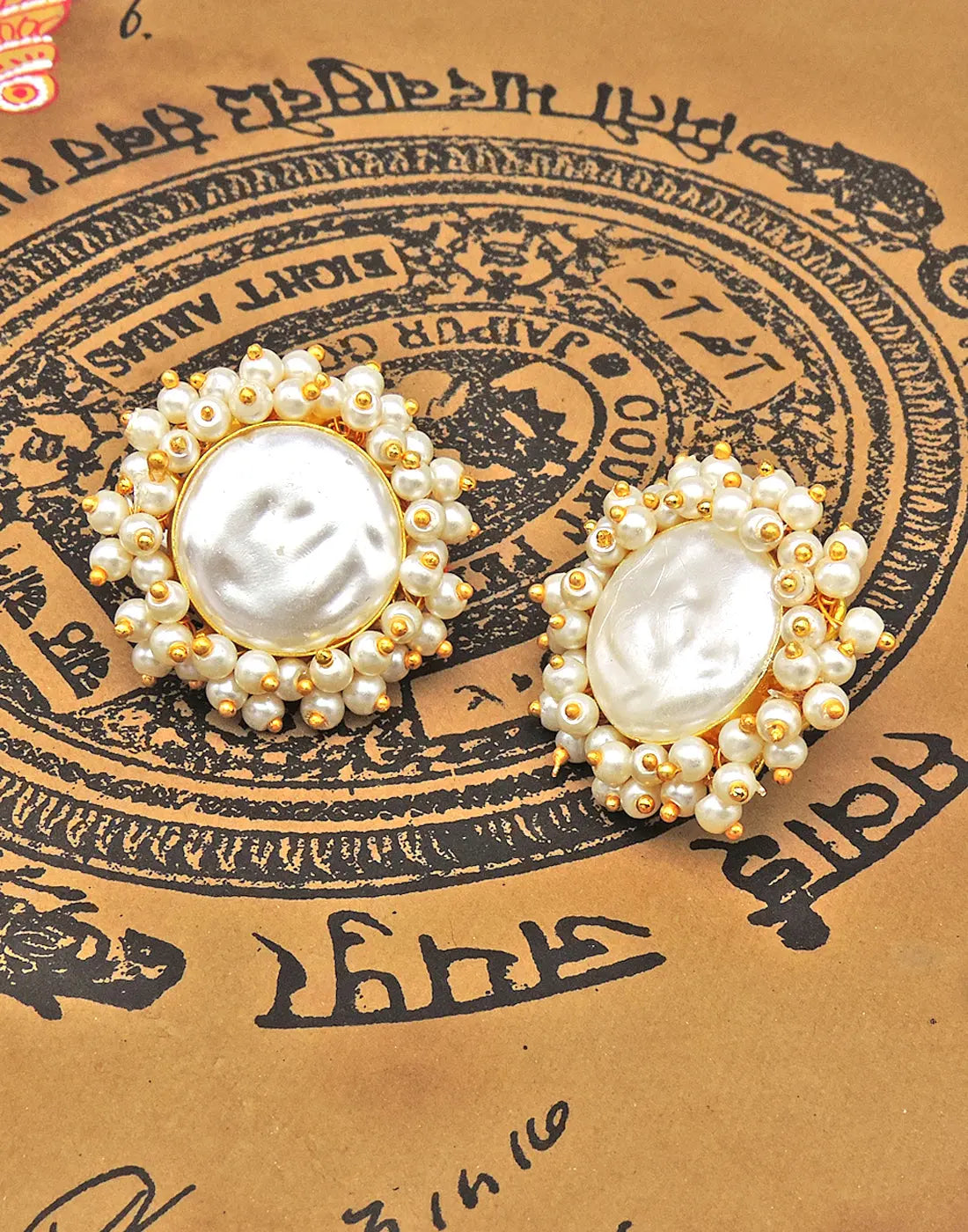 Baroque Pearl Bloom Earrings - Statement Earrings - Gold-Plated & Hypoallergenic Jewellery - Made in India - Dubai Jewellery - Dori