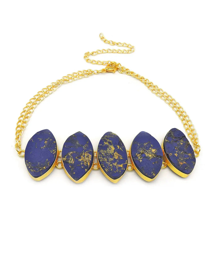 Blue Bhatti Necklace - Statement Necklaces - Gold-Plated & Hypoallergenic Jewellery - Made in India - Dubai Jewellery - Dori
