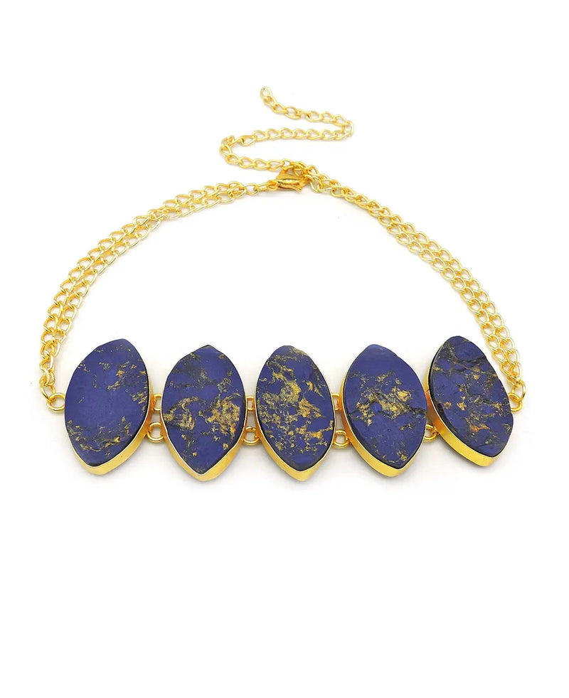 Blue Bhatti Necklace - Statement Necklaces - Gold-Plated & Hypoallergenic Jewellery - Made in India - Dubai Jewellery - Dori