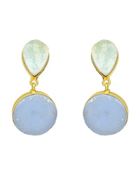 Blue Onyx & Amazonite Earrings - Statement Earrings - Gold-Plated & Hypoallergenic Jewellery - Made in India - Dubai Jewellery - Dori