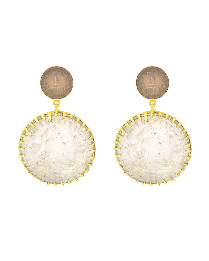 Coin Classic Danglers | Coin & Rose Quartz