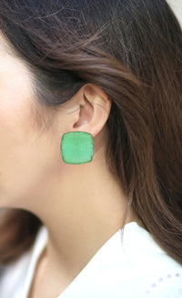 Cube Studs | Pink, Orange, Forest Green & Sage Green - Statement Earrings - Gold-Plated & Hypoallergenic - Made in India - Dubai Jewellery - Dori
