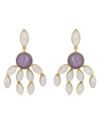Curtain Earrings (Amethyst) - Statement Earrings - Gold-Plated & Hypoallergenic - Made in India - Dubai Jewellery - Dori