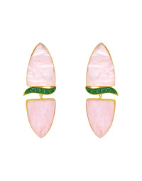 Cylinder Wave Earrings | Green & Raspberry - Statement Earrings - Gold-Plated & Hypoallergenic - Made in India - Dubai Jewellery - Dori