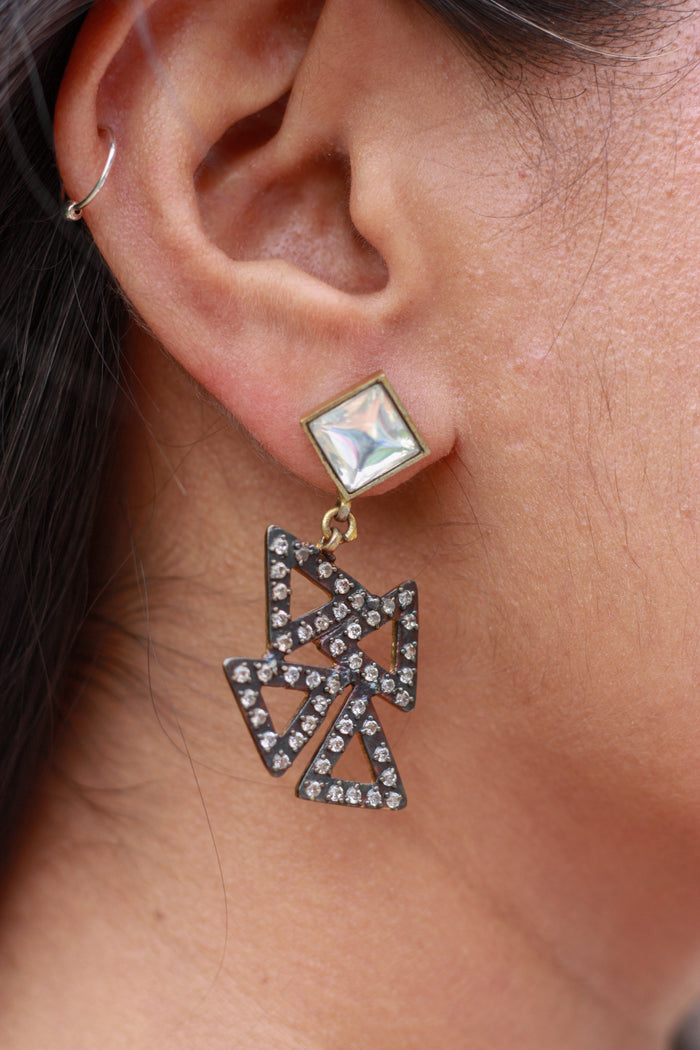 Trikon Noir Geometric Drop Earrings