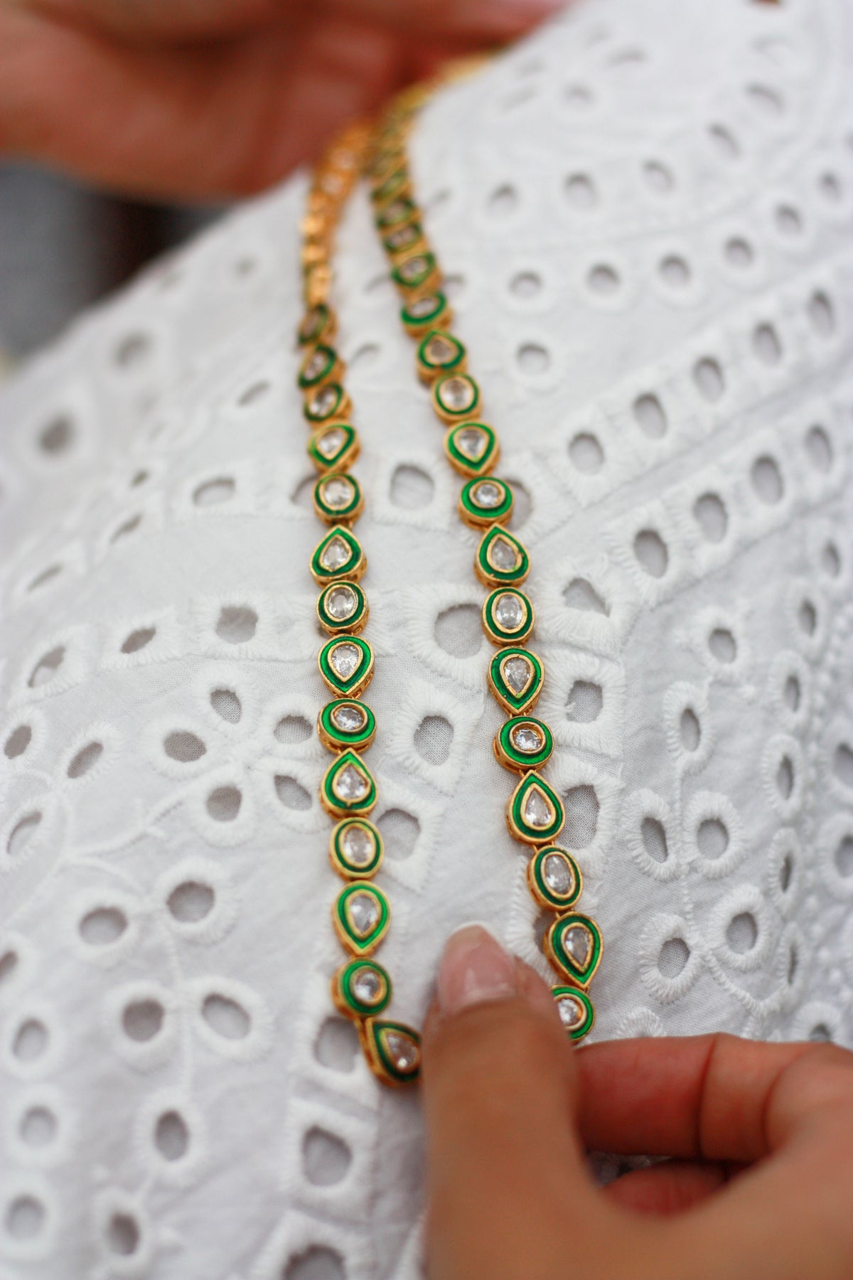 Meera Green Kundan Strand Necklace