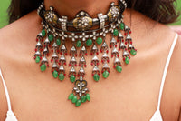 Aranya Green Bead Collar Necklace
