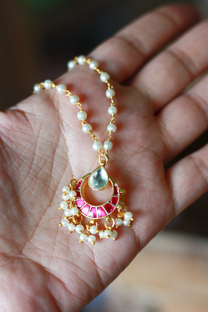 Ruby Crescent Pearl Pendant