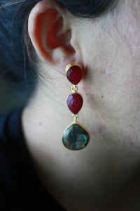 Ruby Labradorite Long Dangler