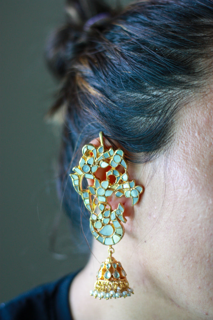 Floral Mosaic Pearl Ear Cuff