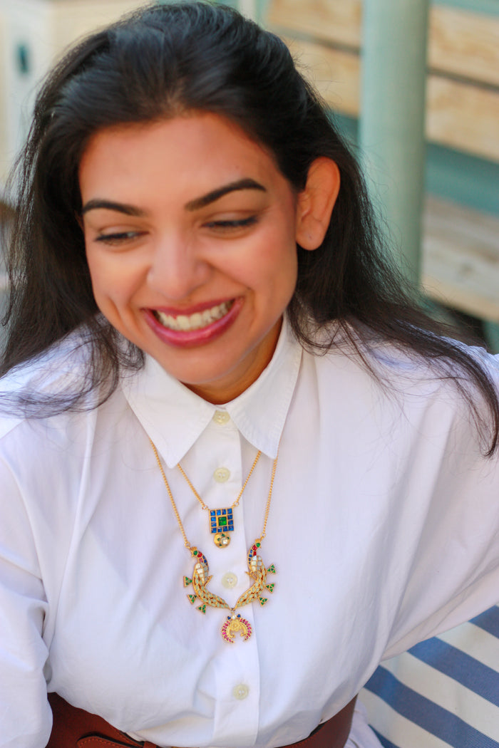 Colour Pop Enamel Bird Layered Necklace