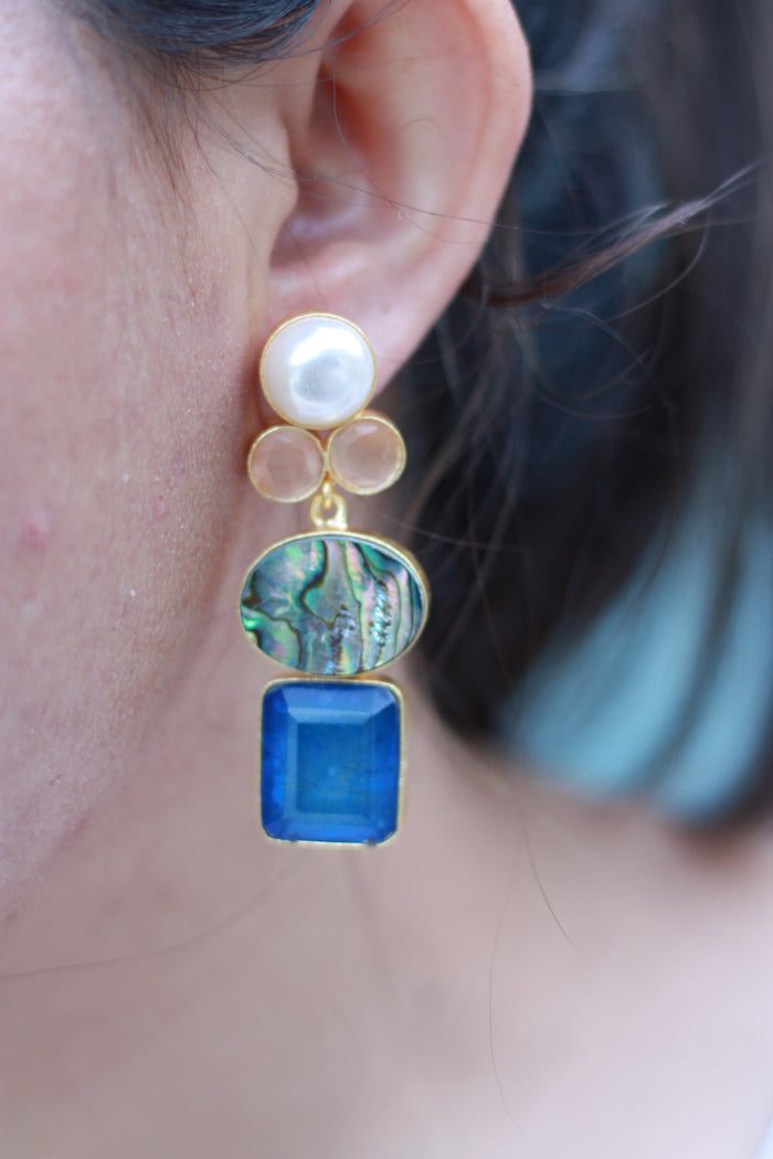 Ruby Stone Temple Earrings