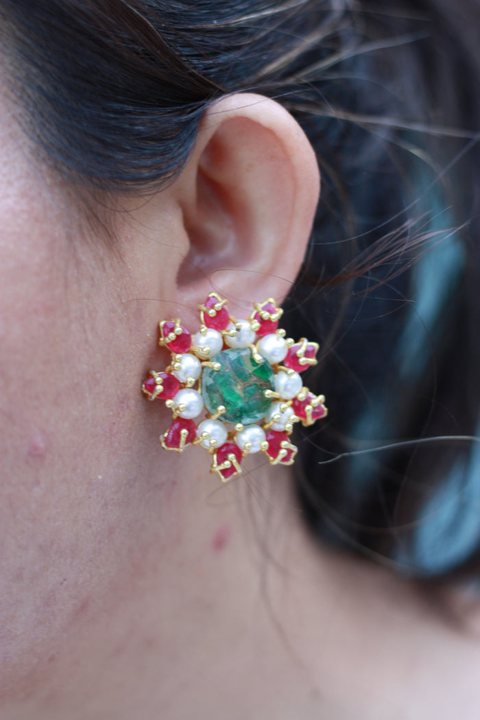 Green Ruby Vintage Jewel Studs