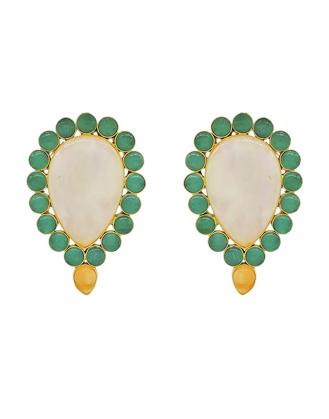 Inverted Drop Earrings | Jade, Blue, Orange & Sage - Statement Earrings - Gold-Plated & Hypoallergenic - Made in India - Dubai Jewellery - Dori