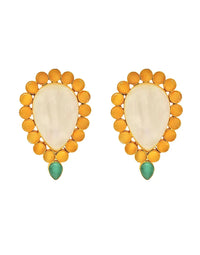 Inverted Drop Earrings | Jade, Blue, Orange & Sage - Statement Earrings - Gold-Plated & Hypoallergenic - Made in India - Dubai Jewellery - Dori