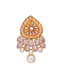 Jewelled Kundan Ring | Peach & Blue - Statement Rings - Gold-Plated & Hypoallergenic Jewellery - Made in India - Dubai Jewellery - Dori