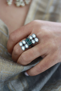 Kundan Sunburst Cocktail Ringfrom Dori