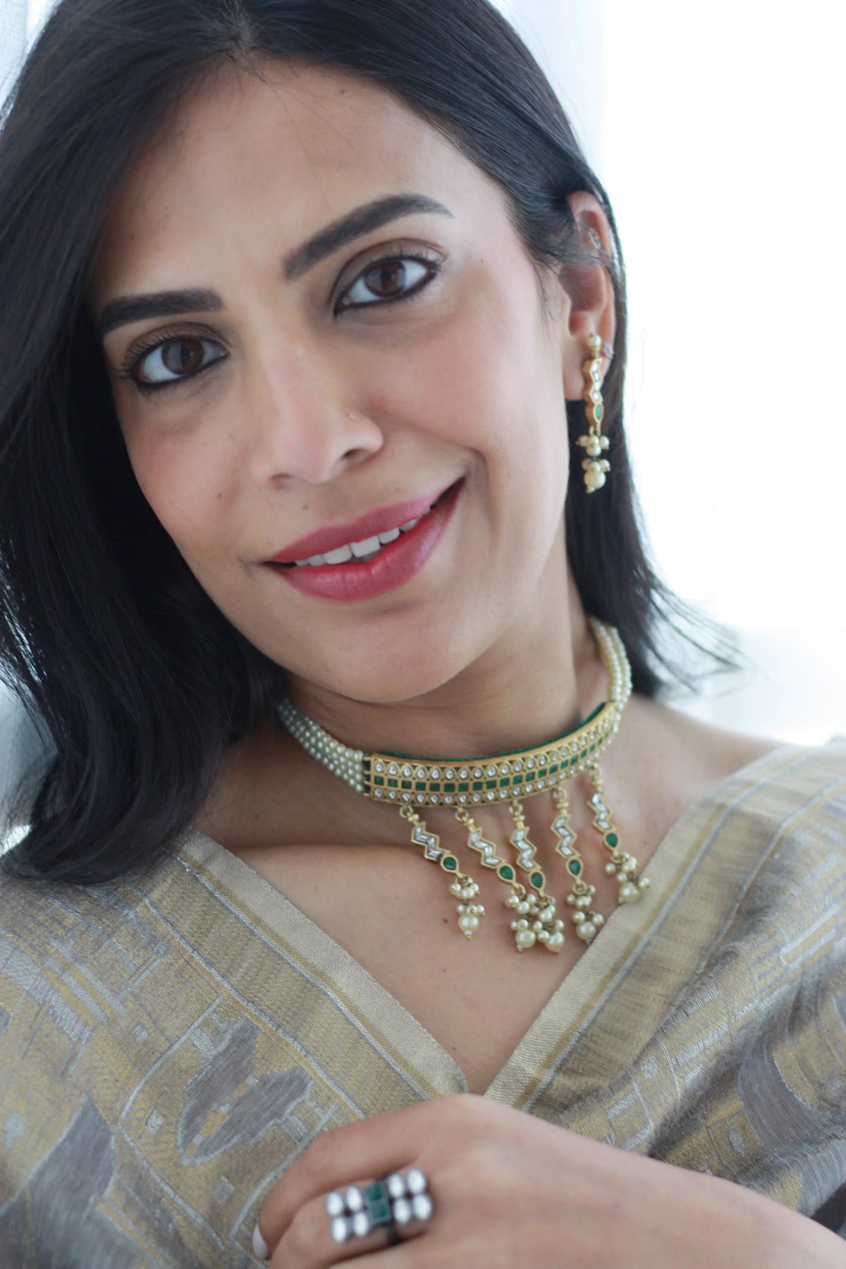 Kundan Sunburst Cocktail Ringfrom Dori