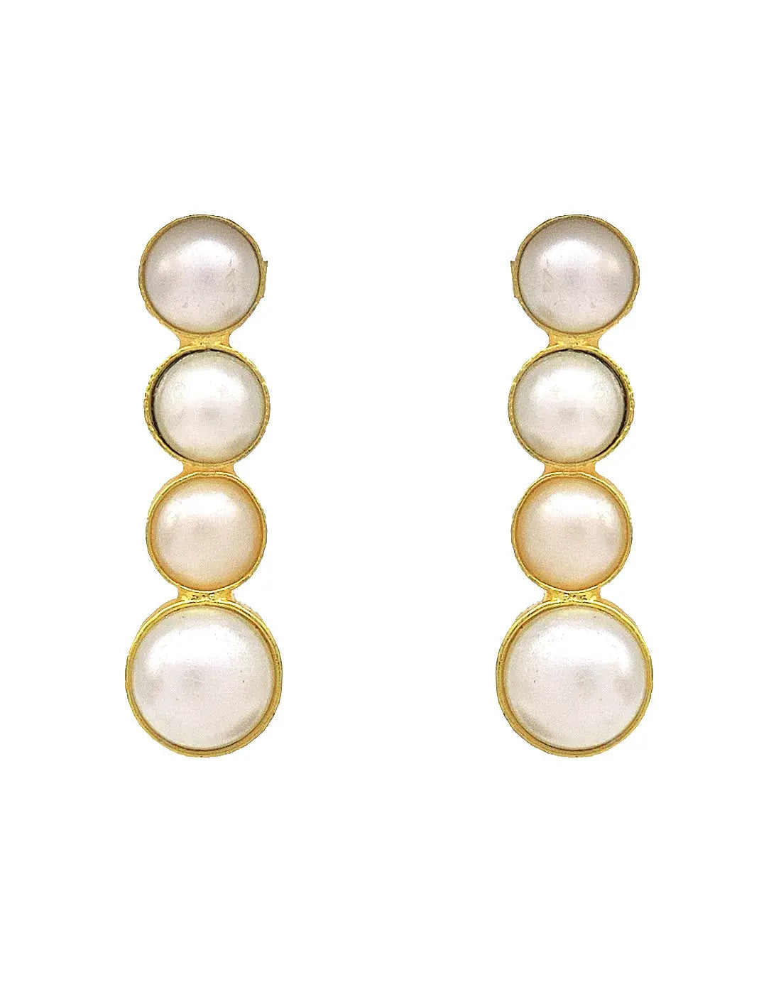 Pearl Quad Earrings - Statement Earrings - Gold-Plated & Hypoallergenic - Made in India - Dubai Jewellery - Dori