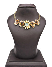Round Flower Necklace - Statement Necklaces - Gold-Plated & Hypoallergenic Jewellery - Made in India - Dubai Jewellery - Dori