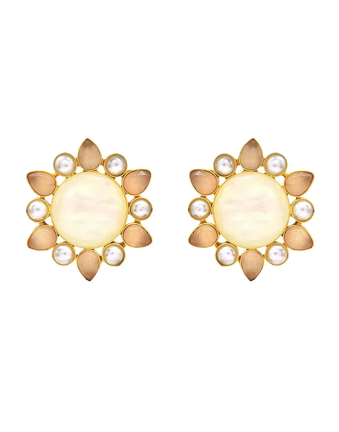 Star Flower Earrings - Statement Earrings - Gold-Plated & Hypoallergenic - Made in India - Dubai Jewellery - Dori