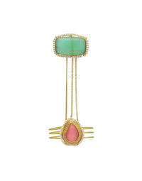 Teardrop Hand Harness | Pink & Orange - Statement Hand Harness - Gold-Plated & Hypoallergenic Jewellery - Made in India - Dubai Jewellery - Dori