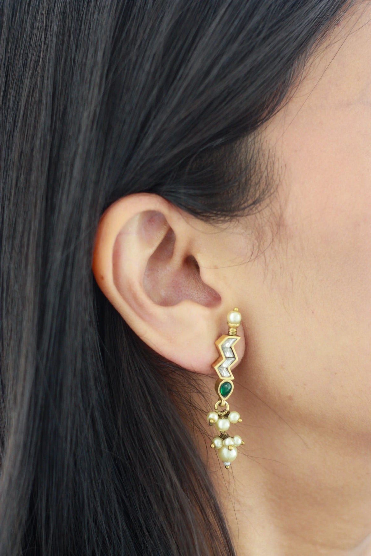 Teardrop Kundan Cascade Earringsfrom Dori