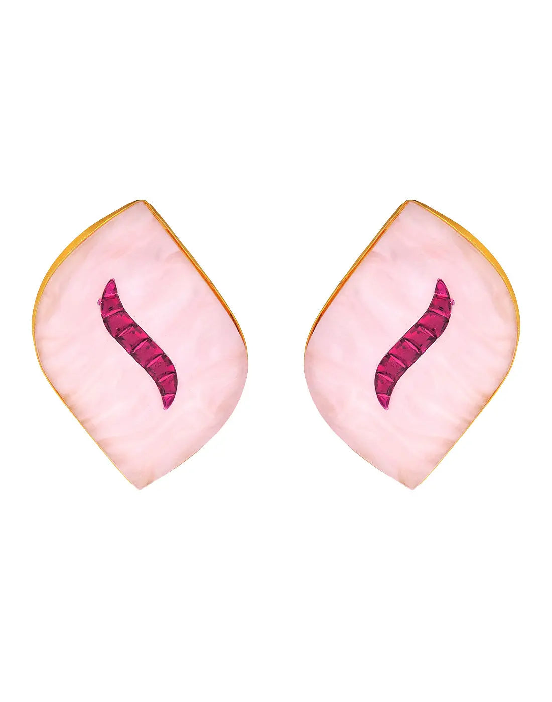 Wave Earrings | Green & Raspberry - Statement Earrings - Gold-Plated & Hypoallergenic - Made in India - Dubai Jewellery - Dori