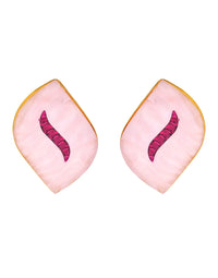 Wave Earrings | Green & Raspberry - Statement Earrings - Gold-Plated & Hypoallergenic - Made in India - Dubai Jewellery - Dori