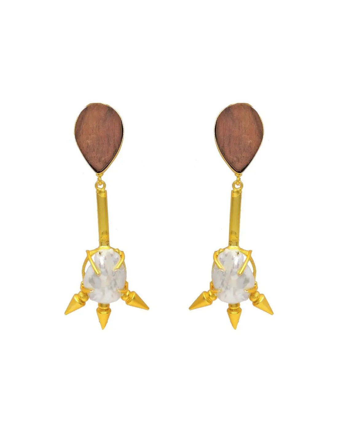 Wood Spike Earrings- Handcrafted Jewellery from Dori