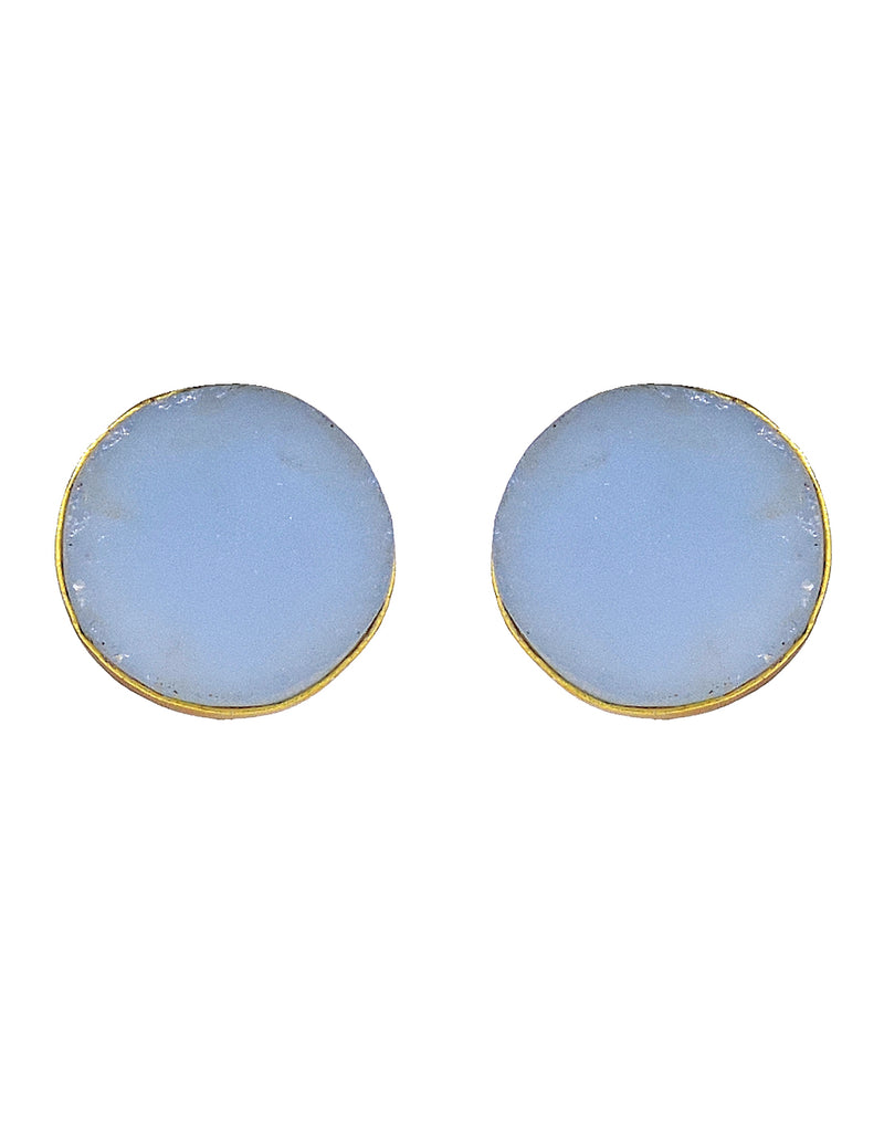 Stone Earrings (Blue Onyx) - Statement Earrings - Gold-Plated & Hypoallergenic Jewellery - Made in India - Dubai Jewellery - Dori