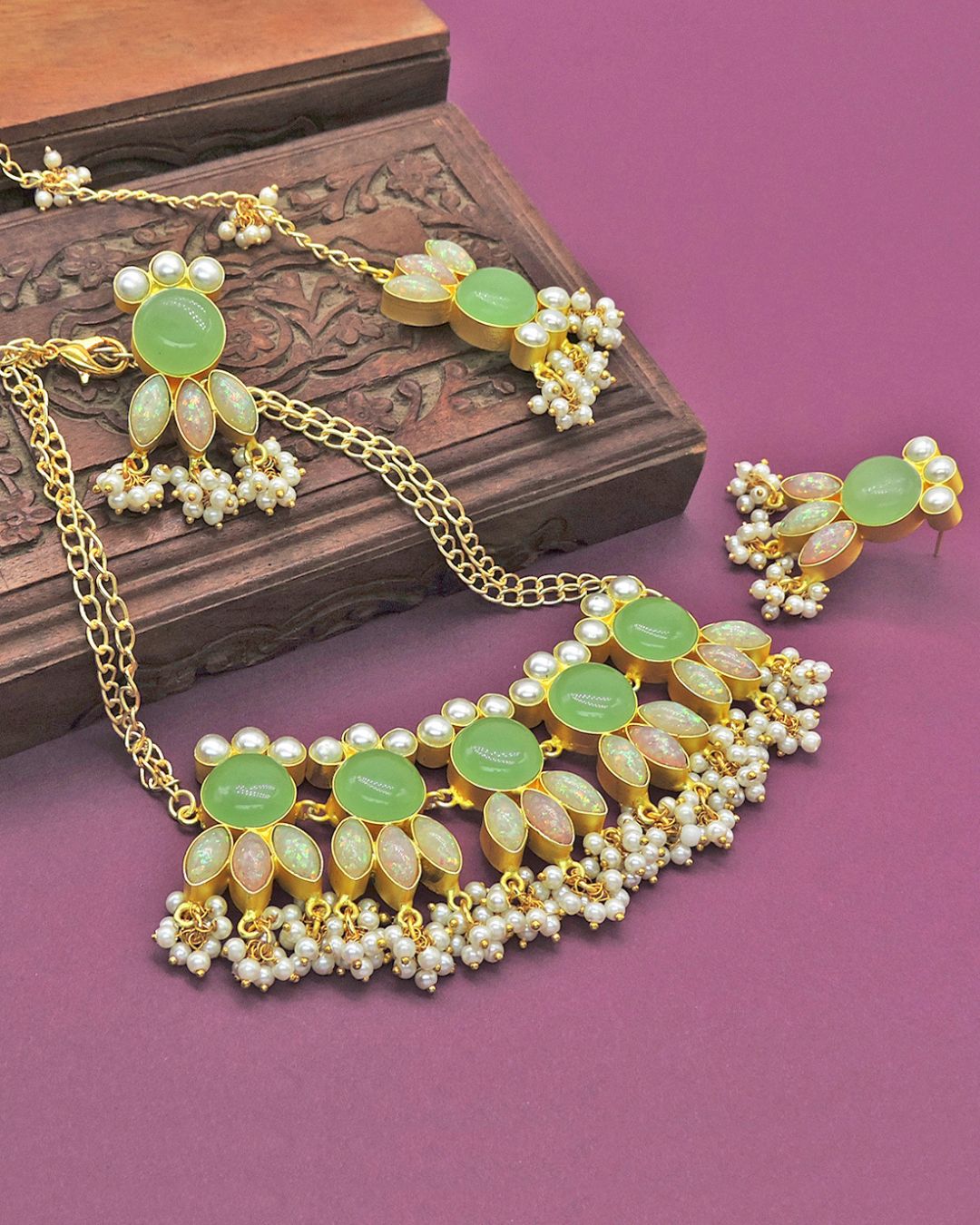 Margaret Necklace & Earrings Set - Necklaces - Earrings - Handcrafted Jewellery - Made in India - Dubai Jewellery, Fashion & Lifestyle - Dori